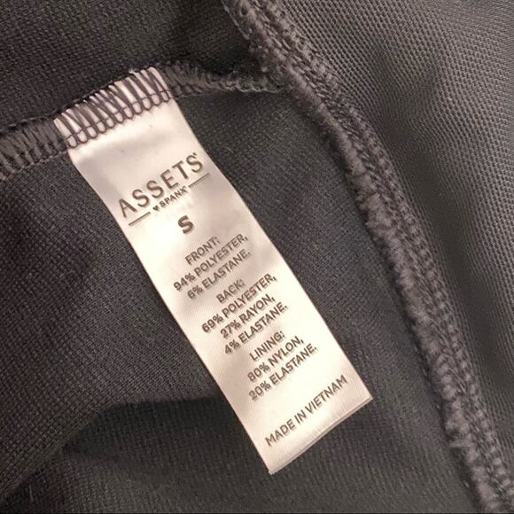 ASSETS BY SPANX Faux Leather Front Mixed Leggings Pants Tights Black Stretch - Picture 7 of 7